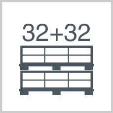 Boxes/polybags per pallet: 32 + 32